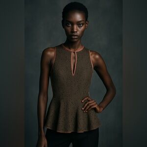 Vintage Dorothee Schumacher Silk Blend Crochet Overlay Peplum Top Size 2 Small